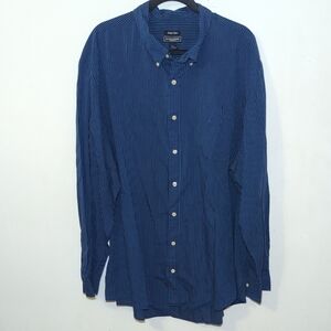 Saddlebred Easy Care Classic Navy Striped Button Down Shirt Men's Size 2XLT